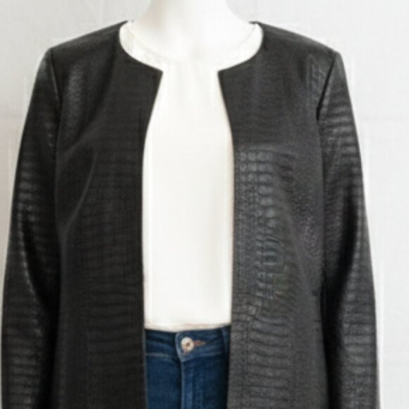 NWOT Chico’s Faux Snakeskin Leather Jacket Women’s Textured Blazer - Picture 3 of 13